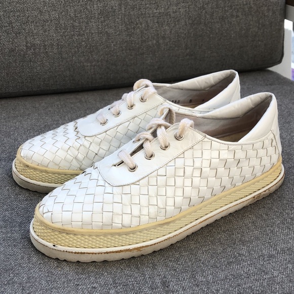 Stuart Weitzman Shoes - STUART WEITZMAN ‘Wova’ Woven Leather Lace Up Sneakers